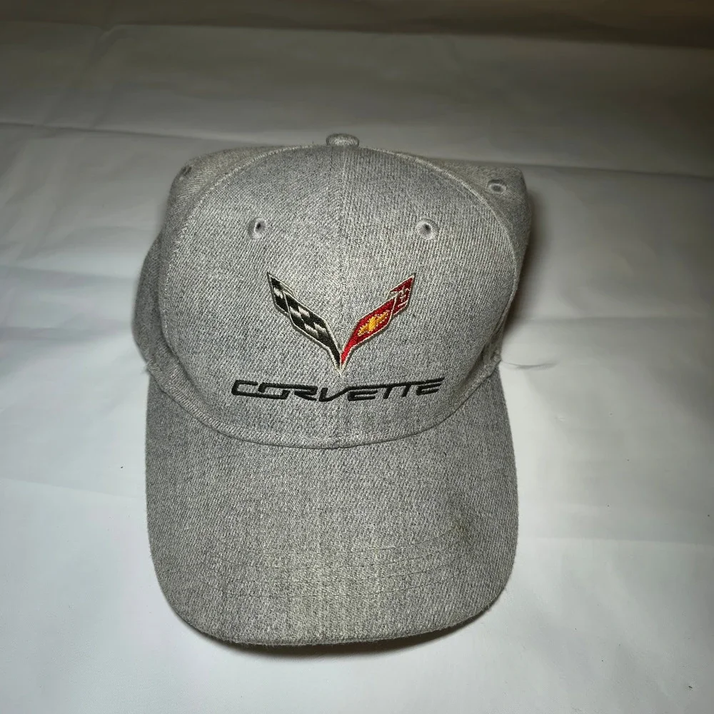 Corvette C7 Logo Hat Gray Open Road Brands Adjustable Baseball Cap Mens OSFM